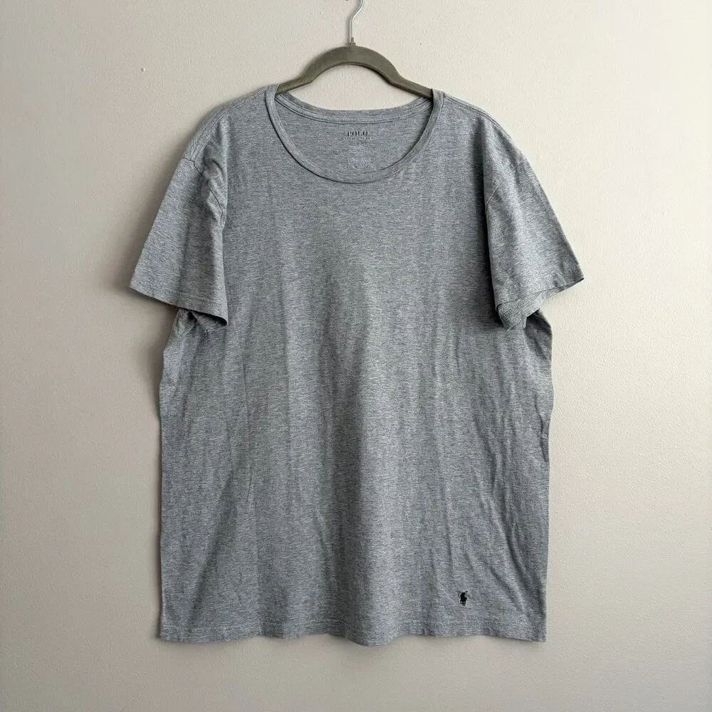 Polo Ralph Lauren Shirt Mens Large Gray Crew Neck Short Sleeve Embroidered Logo